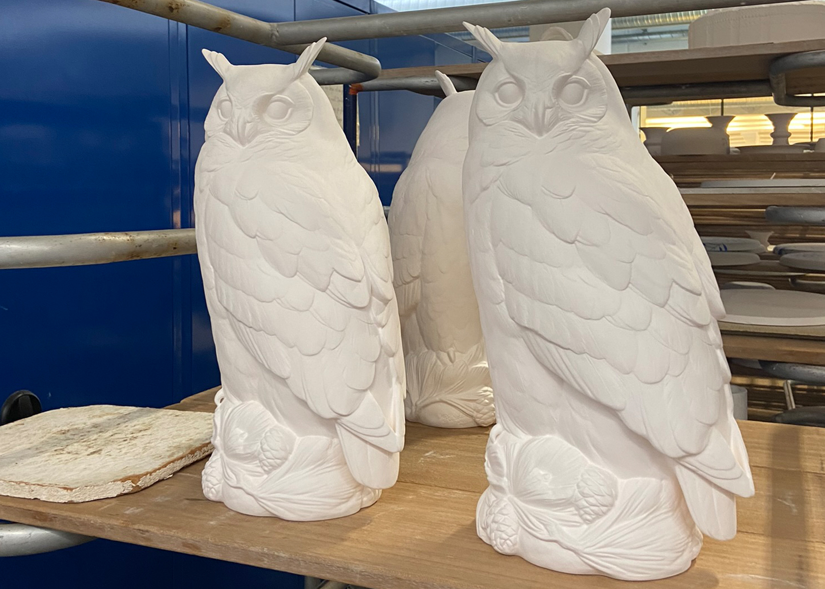 three white harald awards waiting to be decorated by the designer